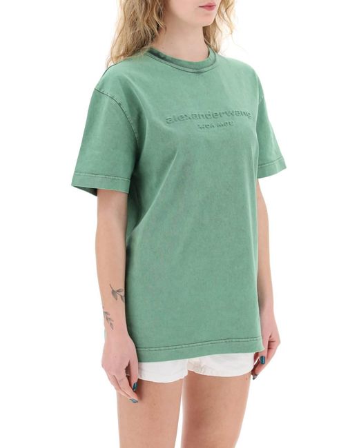 Alexander Wang Green "Raised Logo T-Shirt With Emb