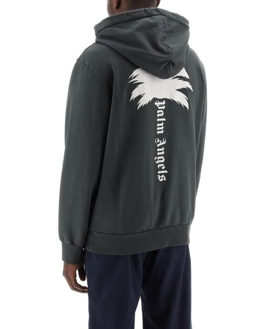Palm Angels Gray The Palm Hooded Sweatshirt With for men