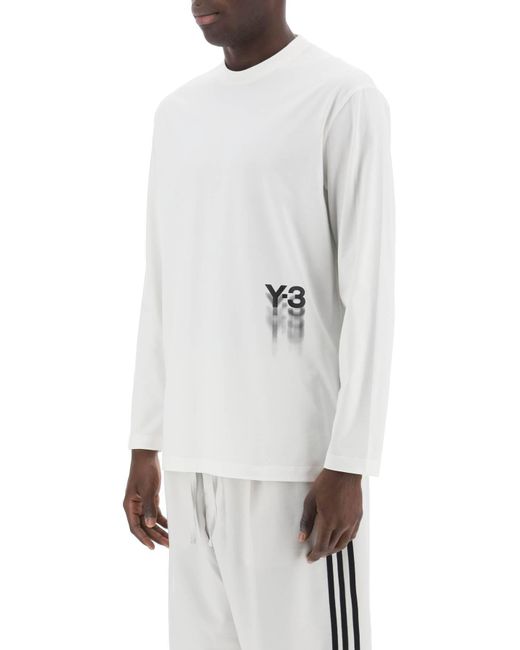 T Shirt A Maniche Lunghe Con Stampa Logo di Y-3 in White da Uomo