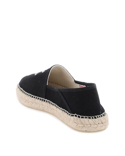 KENZO Black Canvas Espadrilles With Logo Embroidery