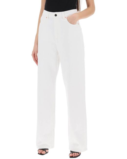 Wardrobe NYC White Low-Waisted Loose Fit Jeans