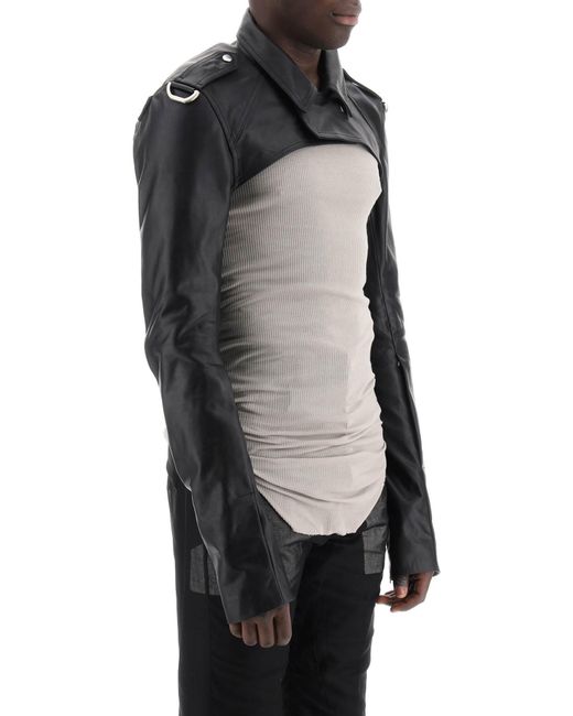 Rick Owens Black Biker-Style Bolero Jacket for men