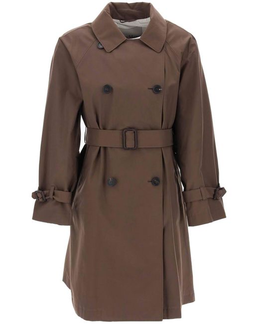 Max Mara The Cube Brown Double-Breasted Midi Trench Coat