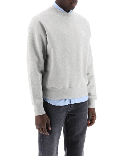 AMI White Organic Cotton Crewneck Sweatshirt for men