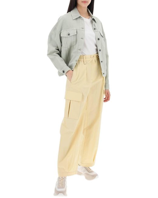 Brunello Cucinelli Natural Gabardine Utility Pants With Pockets And