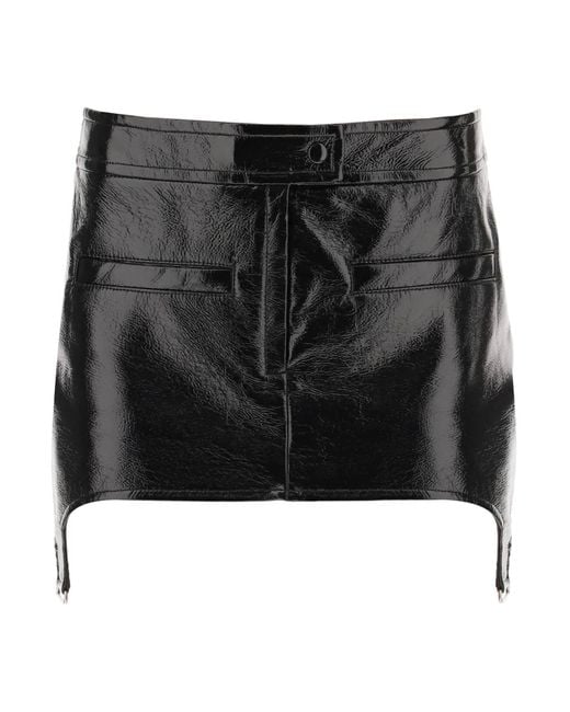 Courreges Black Courreges Vinyl Effect Mini Skirt With Suspenders