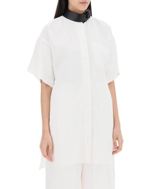 Ferragamo White "leather Buckle Chemisier Dress