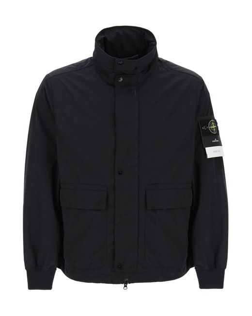 Stone Island Black Micro Twill Jacket With Extractable Hood for men