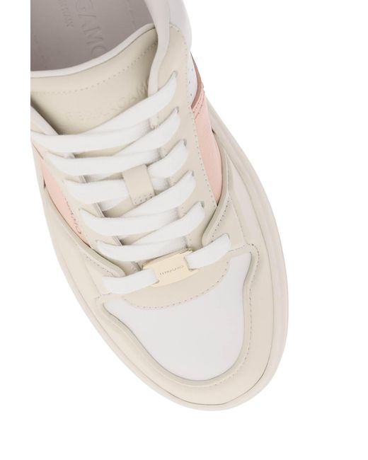 Ferragamo Pink Multicolored Smooth Leather Sneakers