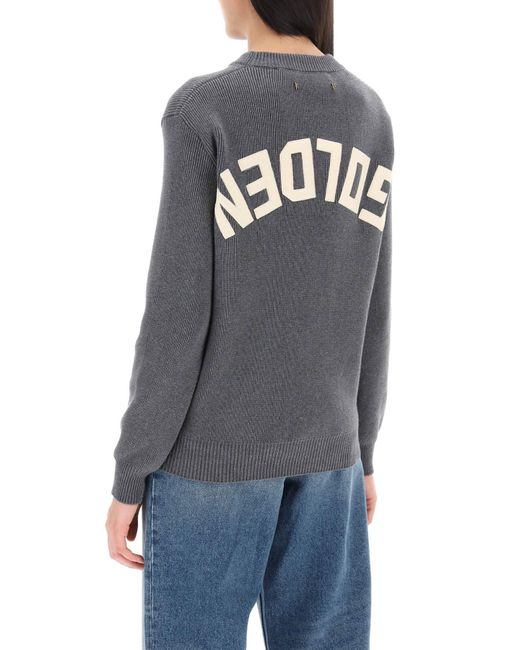 Golden Goose Deluxe Brand Gray Dany Cotton Sweater With Lettering
