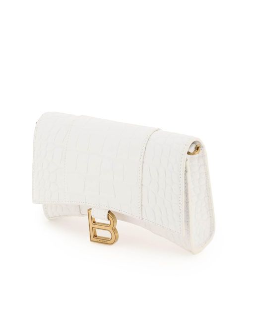 Balenciaga White Hourglass Mini Bag With Chain