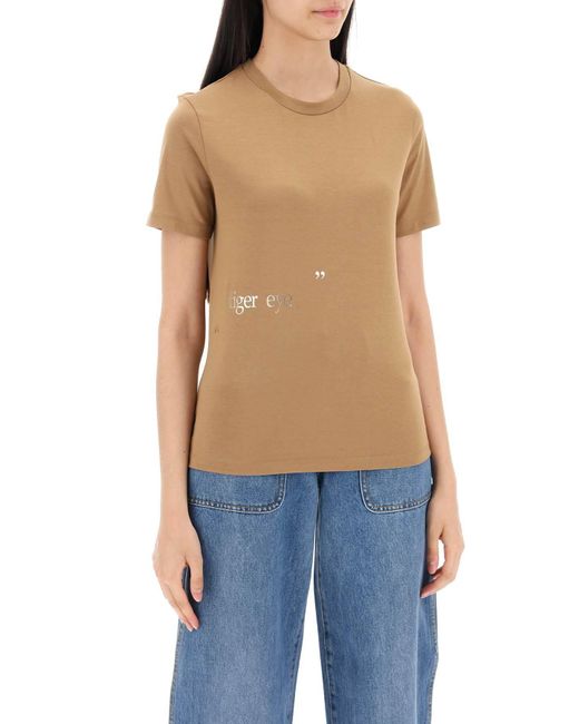 T-Shirt Orlanda Con Stampa Laminata di Max Mara in Natural