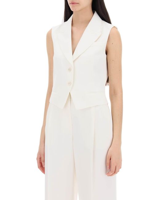 Alexander McQueen White Cropped Viscose Twill Vest For