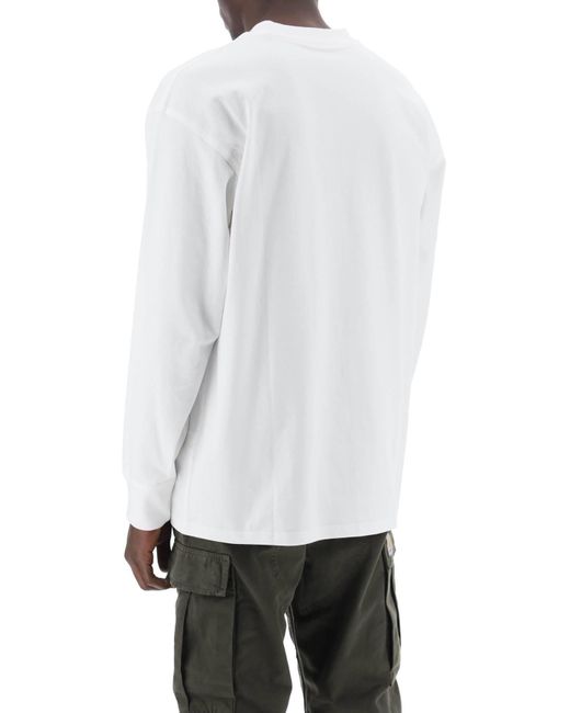 T Shirt A Maniche Lunghe American Script di Carhartt in White da Uomo