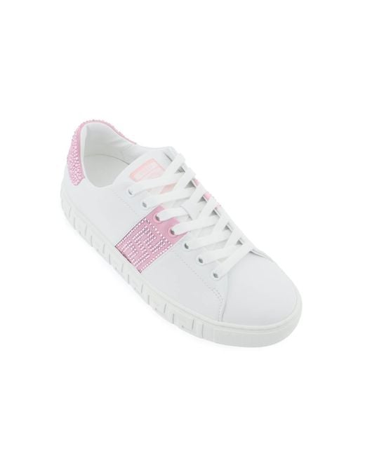 Versace Greca Sneakers With Crystals in White | Lyst