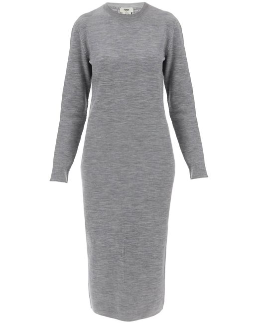 Fendi Gray Reversible Knit Dress