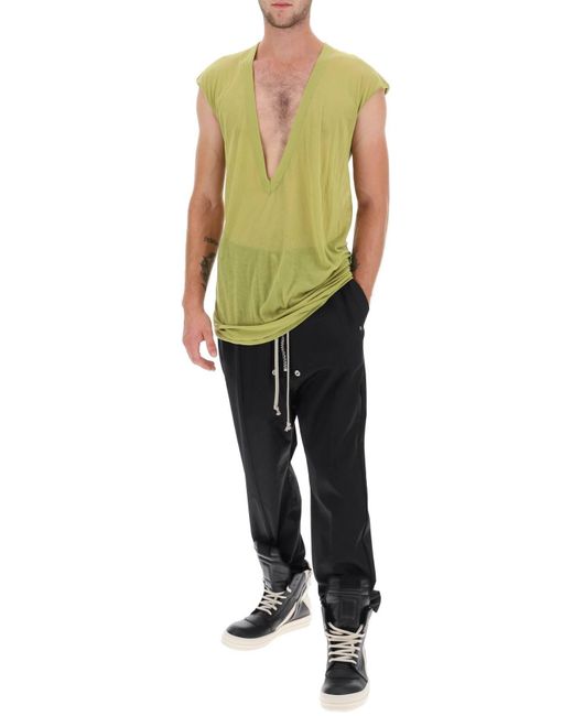 Rick Owens Yellow 'dylan' Maxi T Shirt With V Neck for men