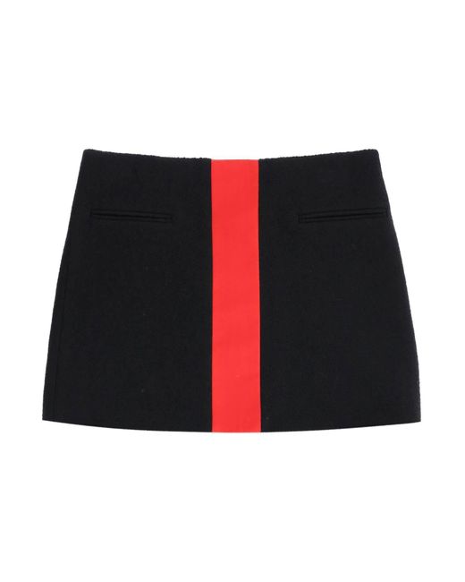 Ferragamo Red Tweed Mini Skirt With Satin Intarsia