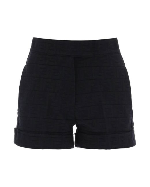 Fendi Black Ff Denim Shorts