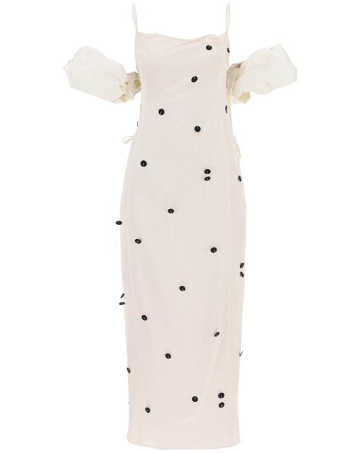 Jacquemus Natural La Robe Chouchou Slip Dress With Detachable Sleeves
