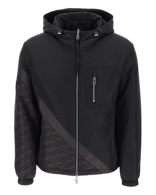 Fendi Black Diagonal Reversible Windbreaker Jacket for men
