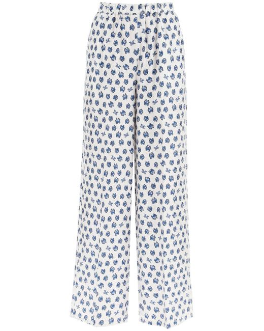 Max Mara White 'anversa' Printed Silk Pyjamas Pants