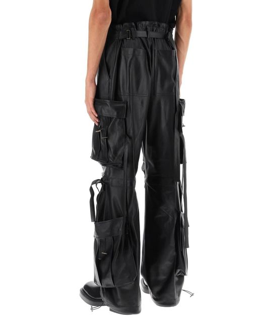 DARKPARK Black Luis Lamb-Leather Cargo Pants for men