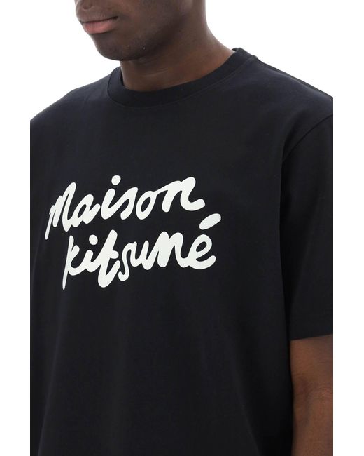 Maison Kitsuné Black Maison Kitsune T-Shirt With Logo for men