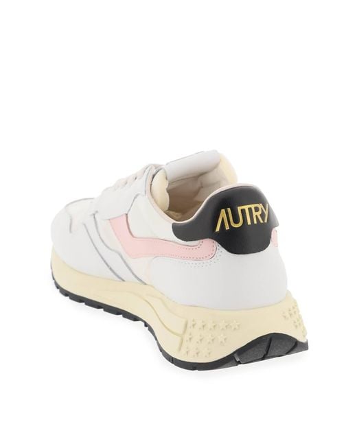 Sneakers in nylon a basso taglio a basso taglio e cuoio di Autry in White