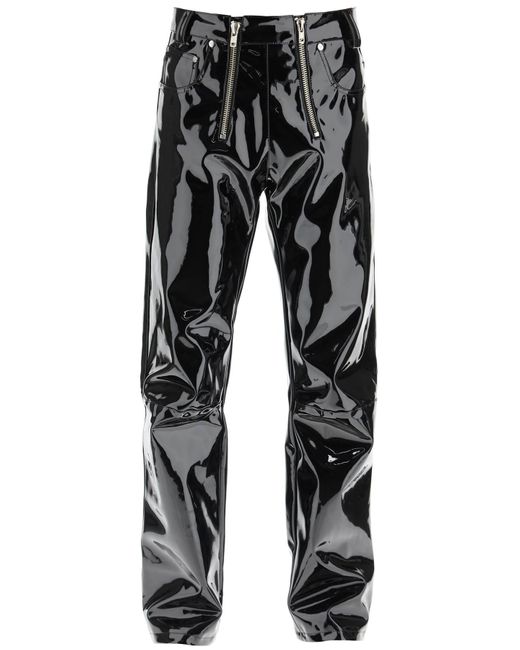 GmbH Black Vinyl Cargo Pants With Double Zip for men
