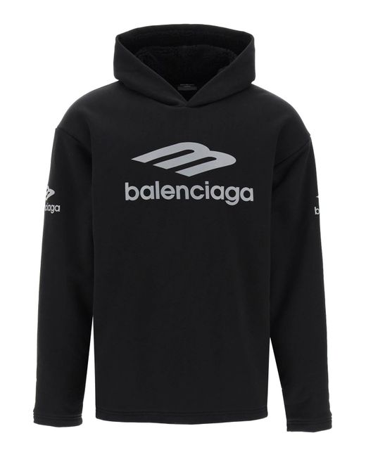 Balenciaga Black 3B Sports Icon Waterproof Hoodie for men
