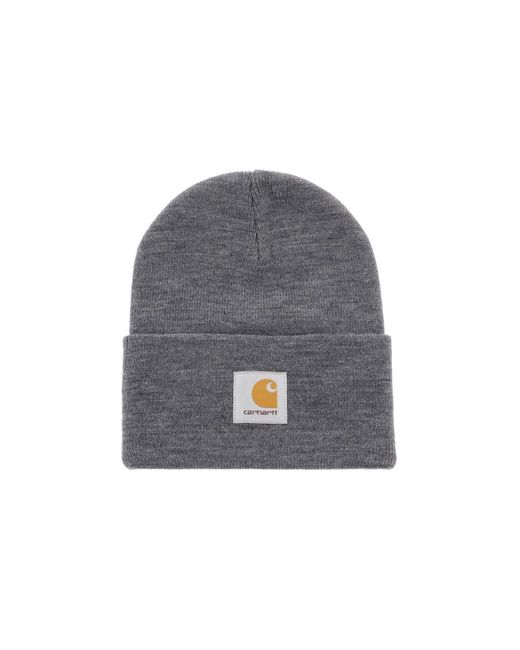 Carhartt Gray Logo Patch Beanie Hat for men
