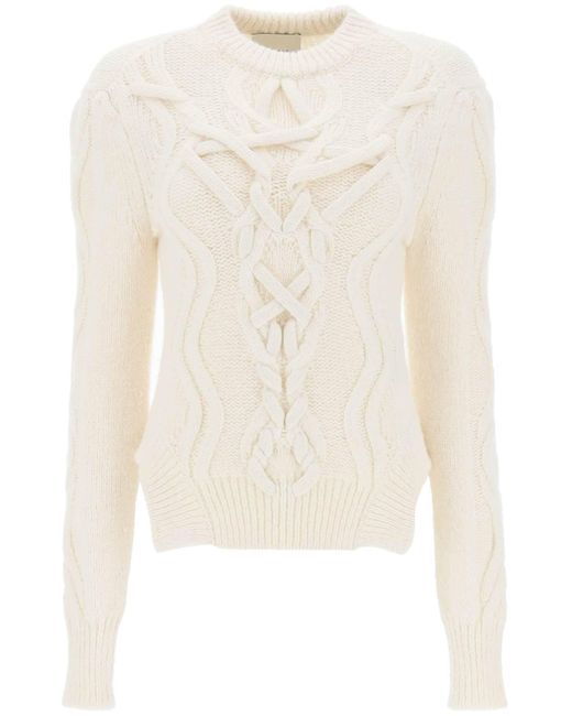 Isabel Marant White Elvy Cable Knit Sweater