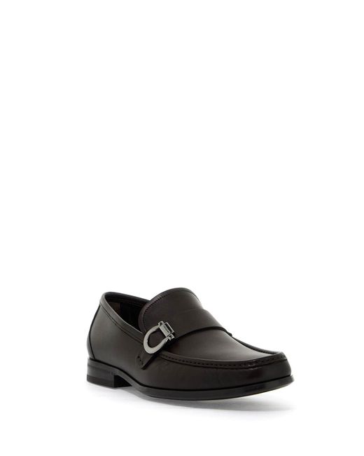 Ferragamo Black Smooth Leather Loafers for men