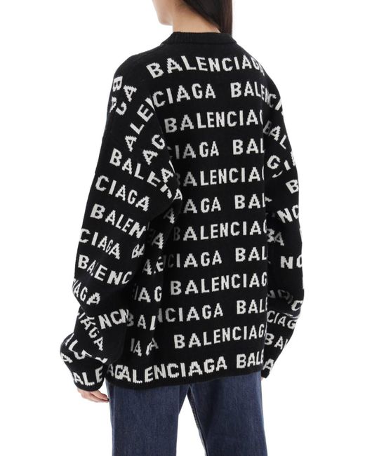 Pullover Con Logo All Over di Balenciaga in Black
