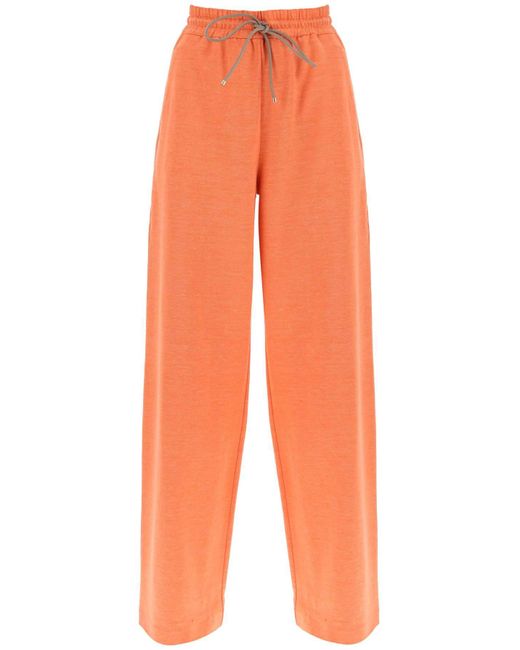 Max Mara Orange 'Eolie' Cotton And Linen Wide-Leg Pants