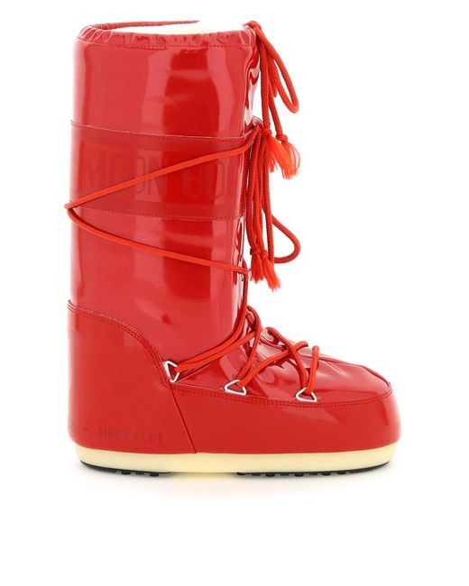 Moon Boot Red Vinyl Snow Boots Icon