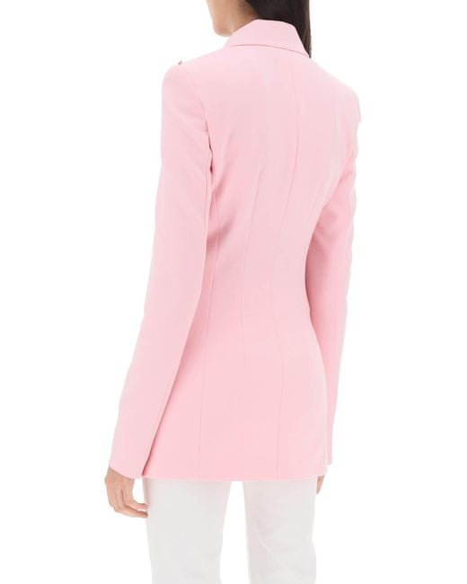Sportmax Pink Frizzo Double-breasted Blazer In Jersey