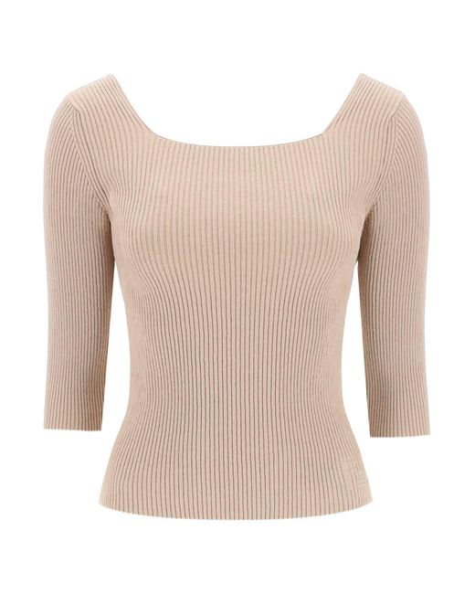 Fendi Natural Ribbed Cotton Sweater