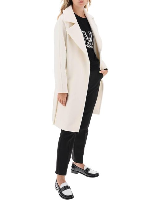 Max Mara White 'estella' Virgin Wool And Cashmere Coat