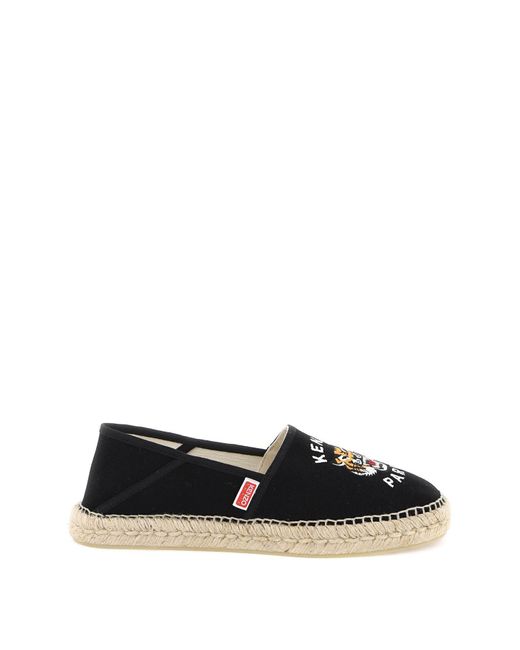 KENZO Black Canvas Espadrilles With Logo Embroidery for men