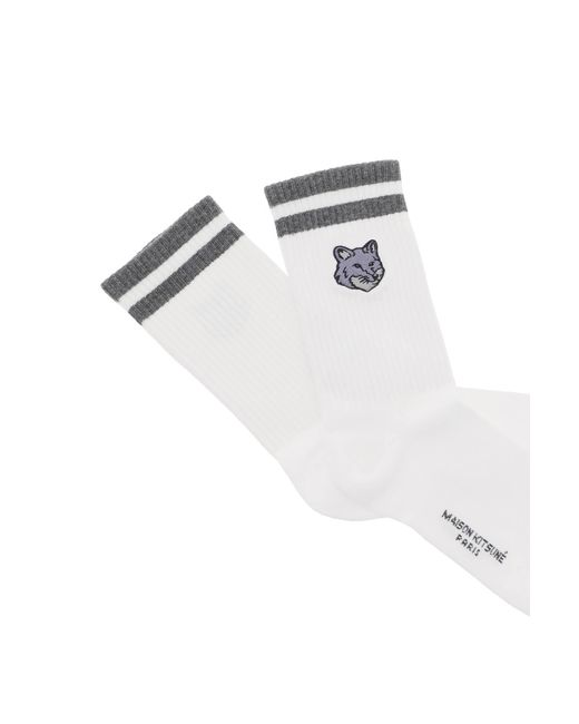 Maison Kitsuné White Maison Kitsune Bold Fox Head Socks for men