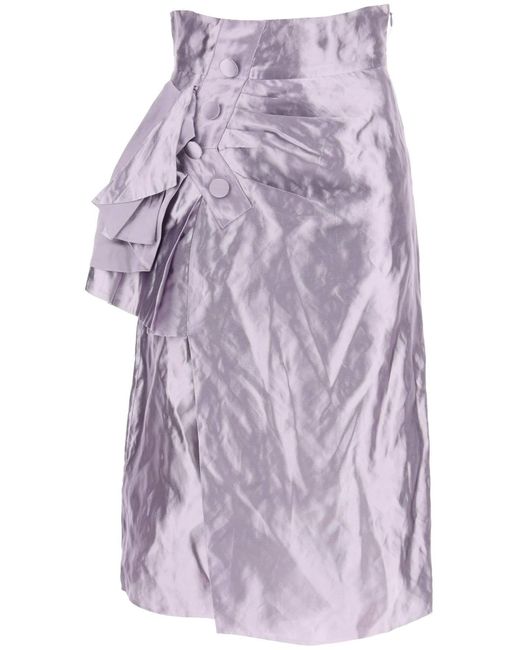 Maison Margiela Purple "Metallic Satin Midi Wrap Skirt With