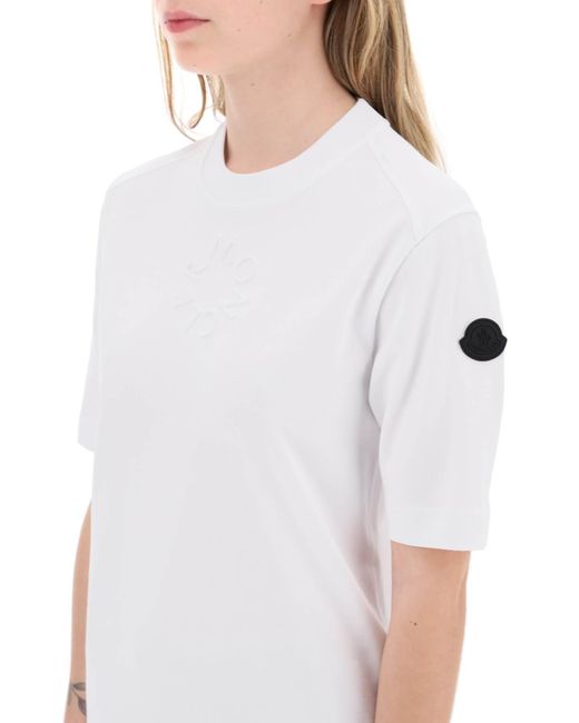 Moncler White Embossed Logo T Shirt