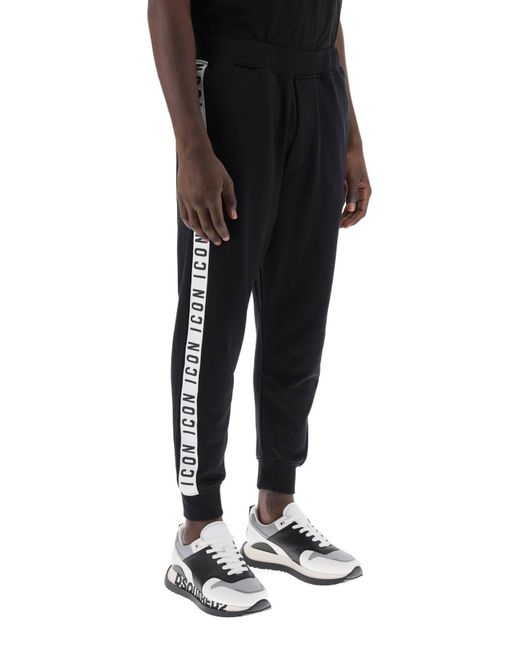DSquared² Black Dan Joggers With Icon Bands for men