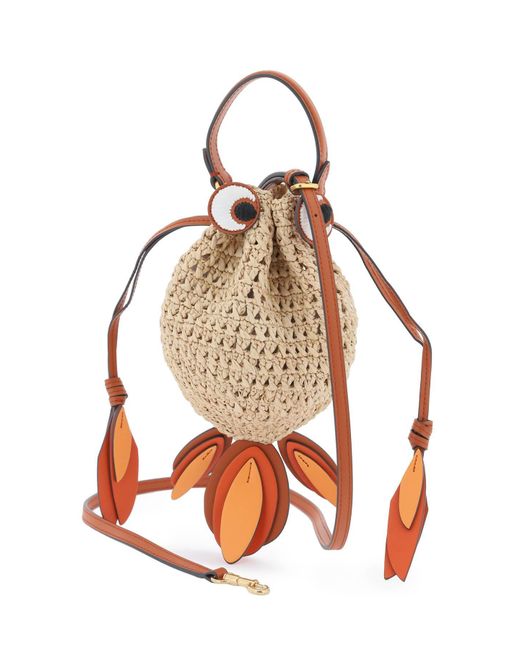 Anya Hindmarch Orange Raffia Fish Handbag