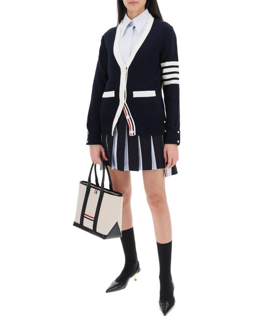 Thom Browne White Striped Oxford Shirt With Pointed Collar