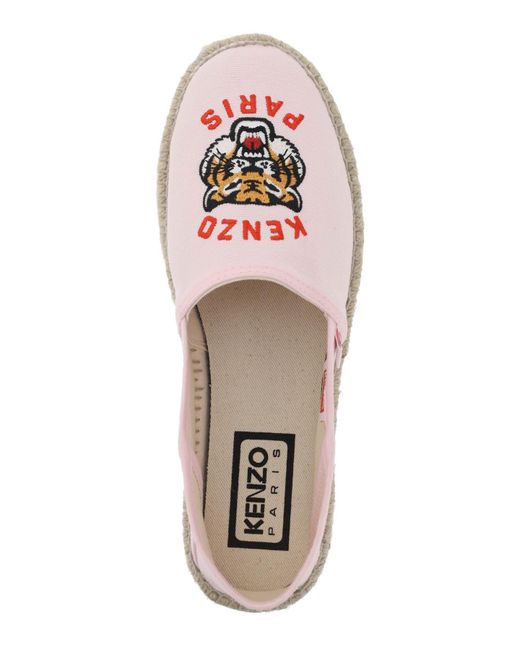 KENZO Pink Canvas Espadrilles With Logo Embroidery