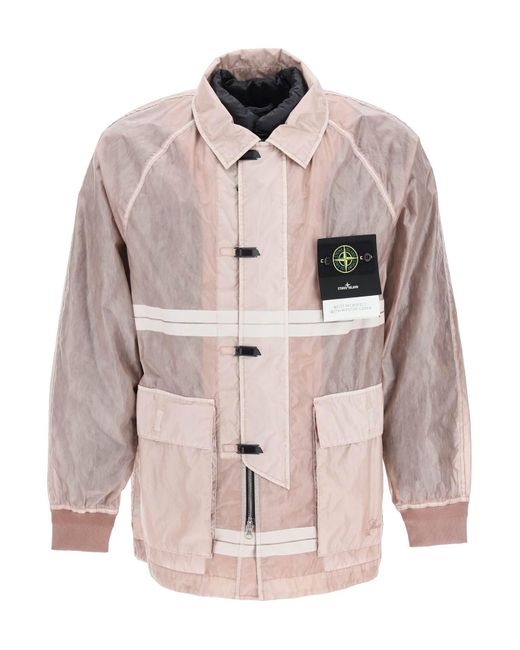 Stone Island Pink 82/22 Microfelt With Ripstop Cover Jacket for men