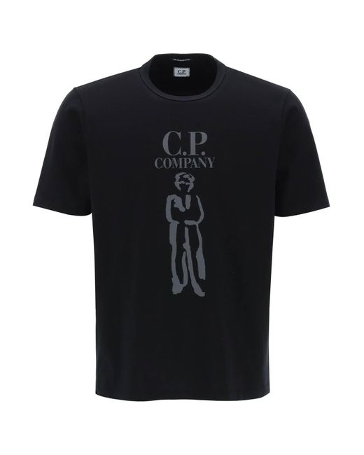 C P Company Black Printed British Sailor T-Shirt for men